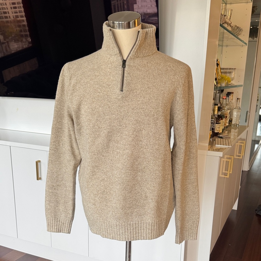 J. Crew Men's Tan Zip-Up Sweater | Large Tall